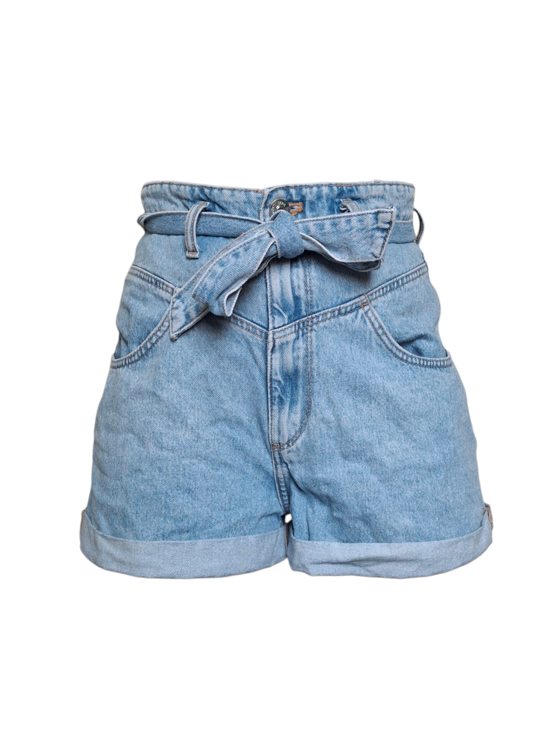 Short noué en jean taille haute - Zara