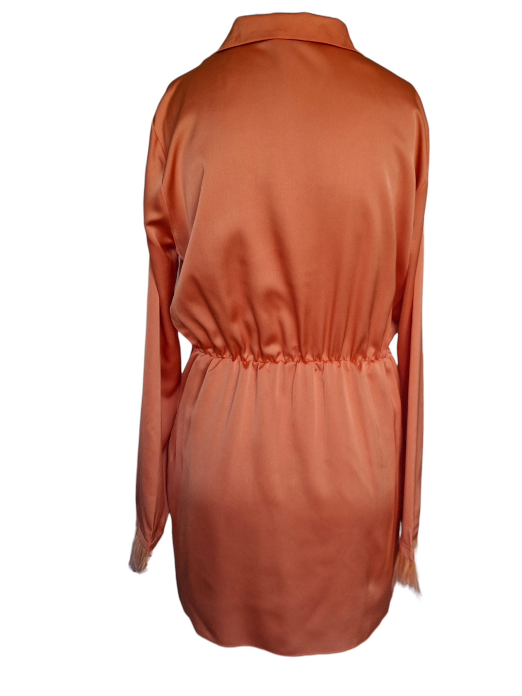Robe mini portefeuille satinée - Détails plumes – Eight Paris