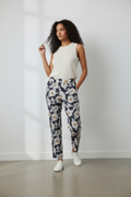 Pantalon Cigarette à Imprimé floral graphique - Loretta Lizzio