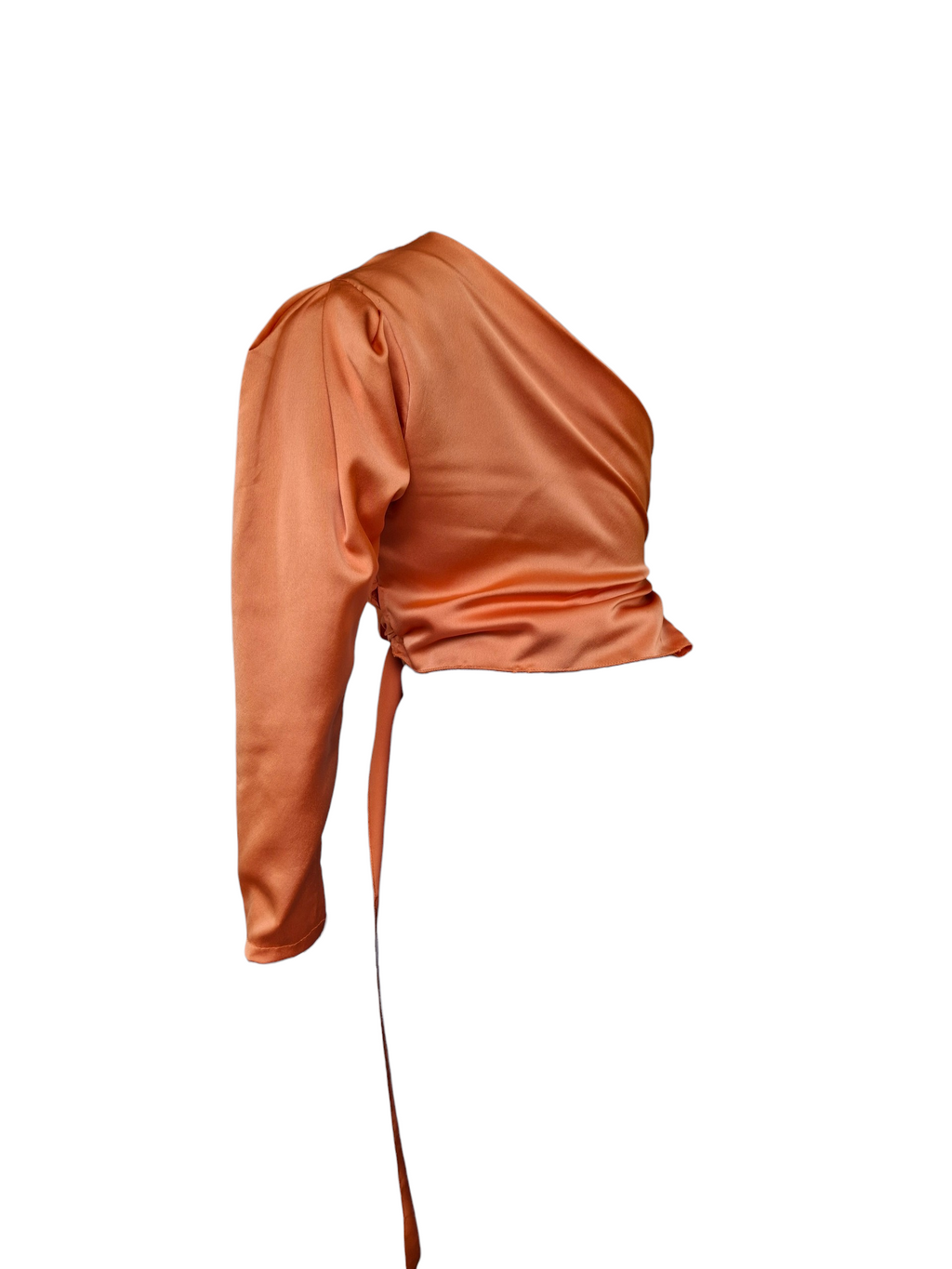 Haut one-shoulder au drapé soyeux – Éclat ambré - My Bel
