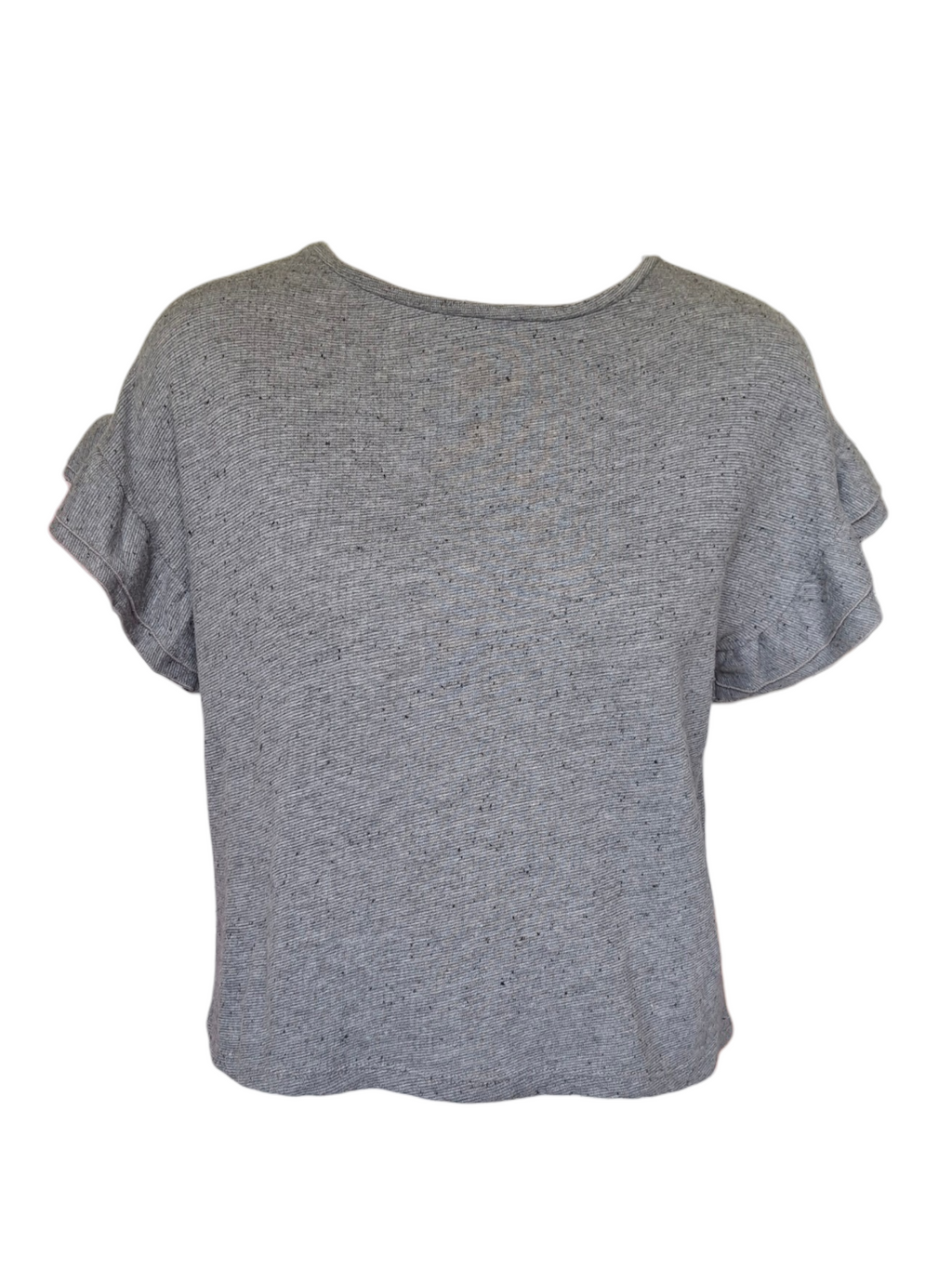 T-shirt crop gris chiné - Manches volantées