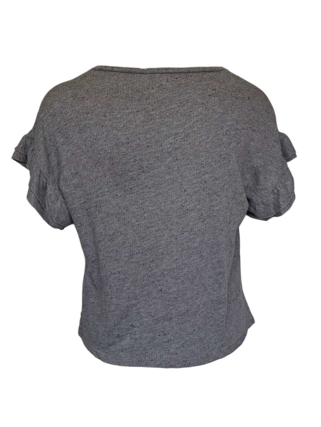 T-shirt crop gris chiné - Manches volantées