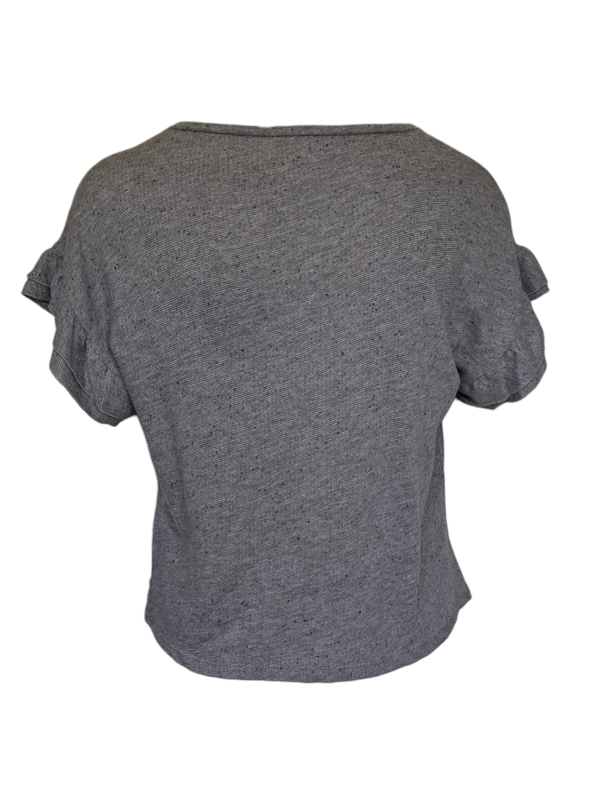 T-shirt crop gris chiné - Manches volantées