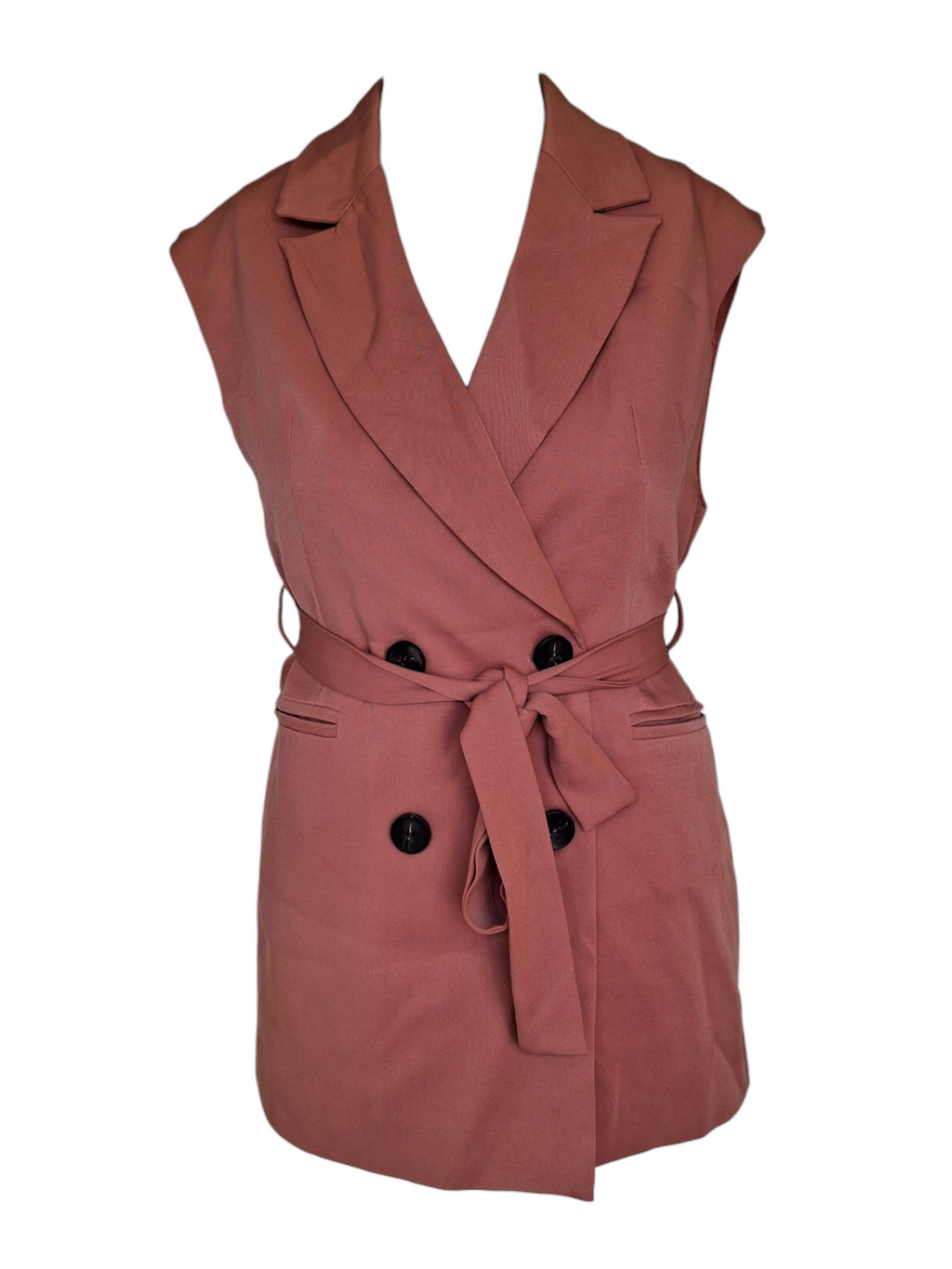 Robe blazer sans manches 2-en-1 – Vieux rose - Kooiook
