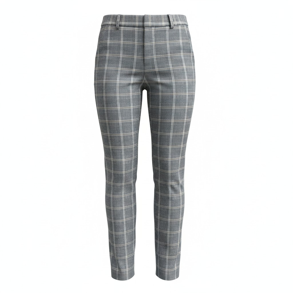 Pantalon cigarette gris à carreaux Prince de Galles – L'Élégance structurée - Stradivarius