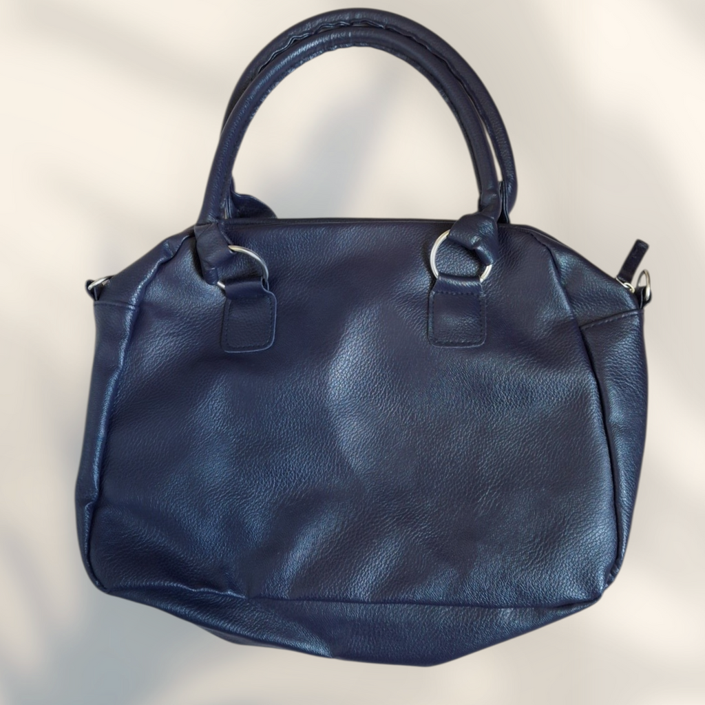 Sac à main en similicuir marine - Texture grainée -  Carla Faustini