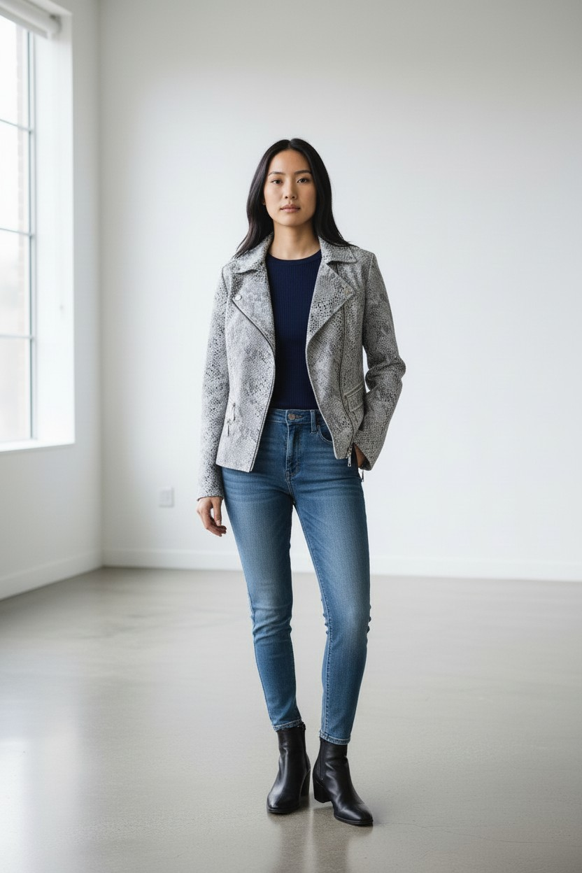 Veste Effet Peau de Serpent - Élégance Moderne - H&F Woman
