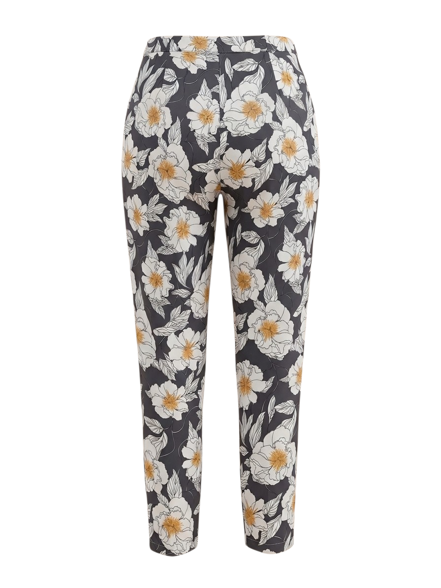 Pantalon Cigarette à Imprimé floral graphique - Loretta Lizzio