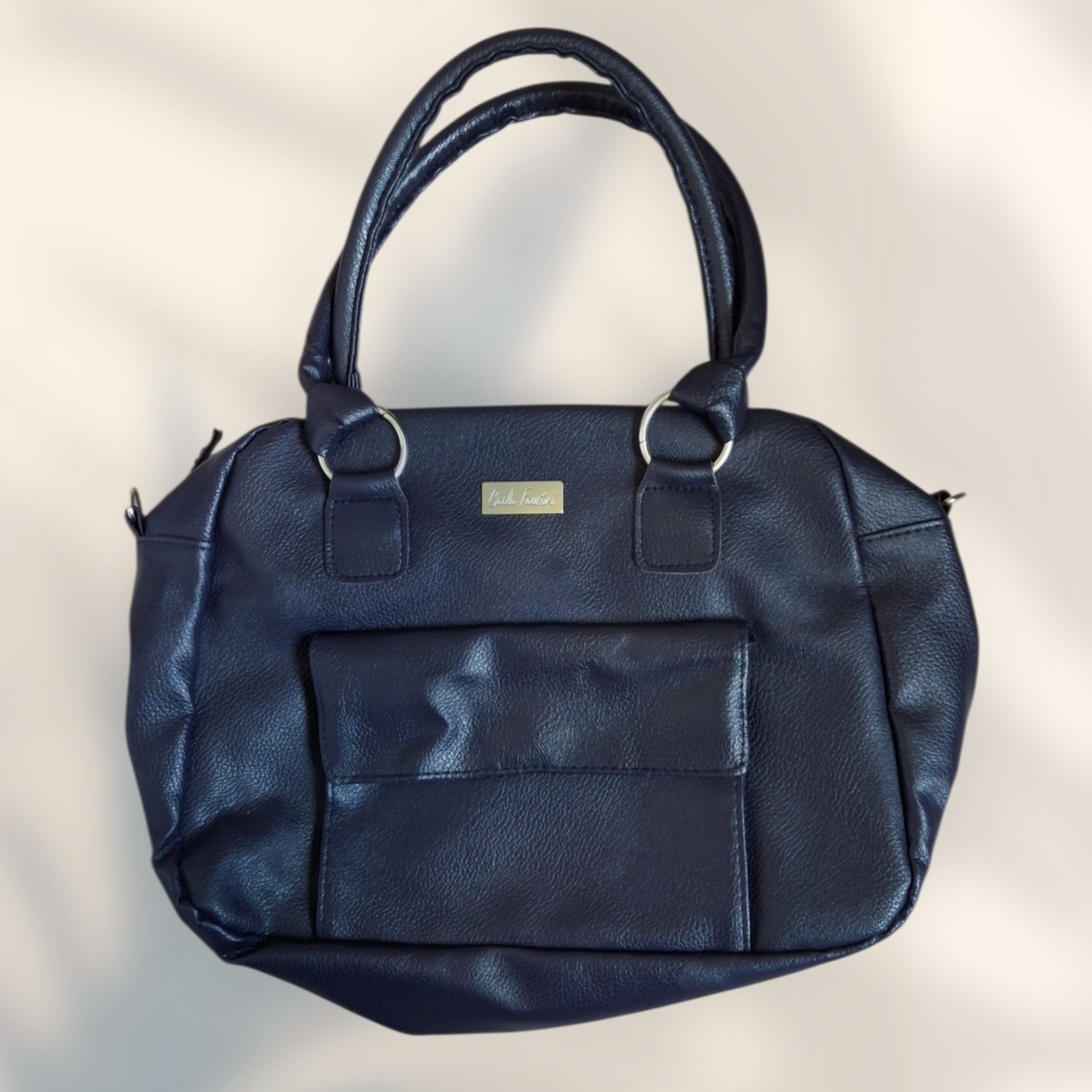 Sac à main en similicuir marine - Texture grainée -  Carla Faustini