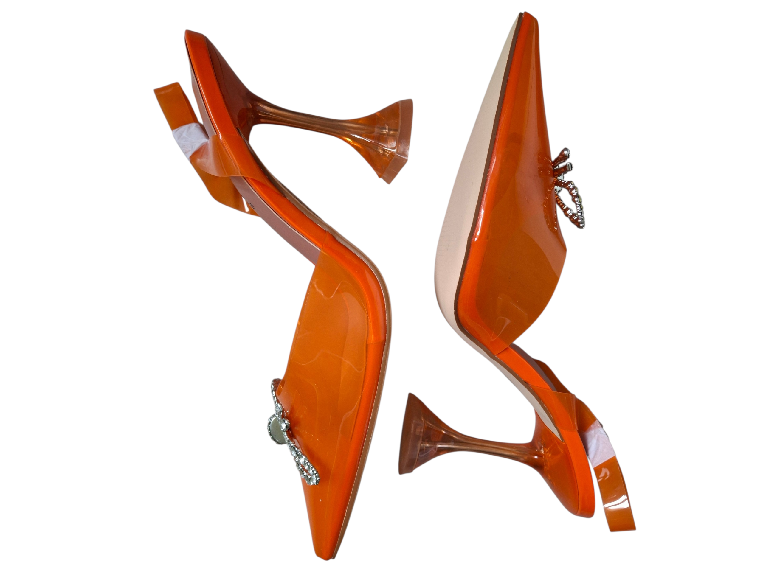Escarpins à nœud strass – Orange néon - Stephan