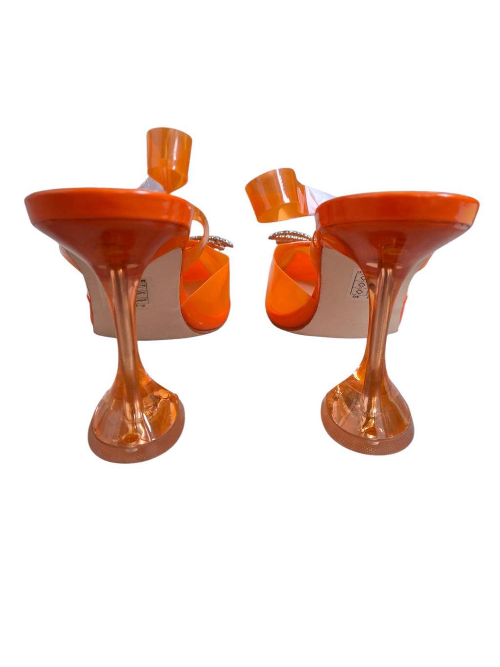 Escarpins à nœud strass – Orange néon - Stephan