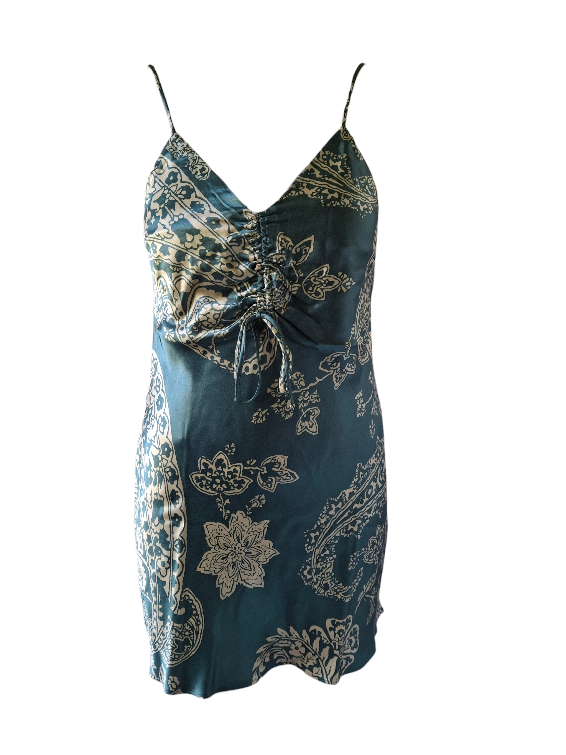 Robe courte en viscose à imprimé Paisley – Bleu canard - Zara