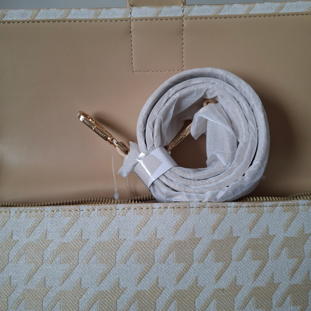 Sac Baguette – Motif Pied-de-Poule Beige - Alessia Massimo