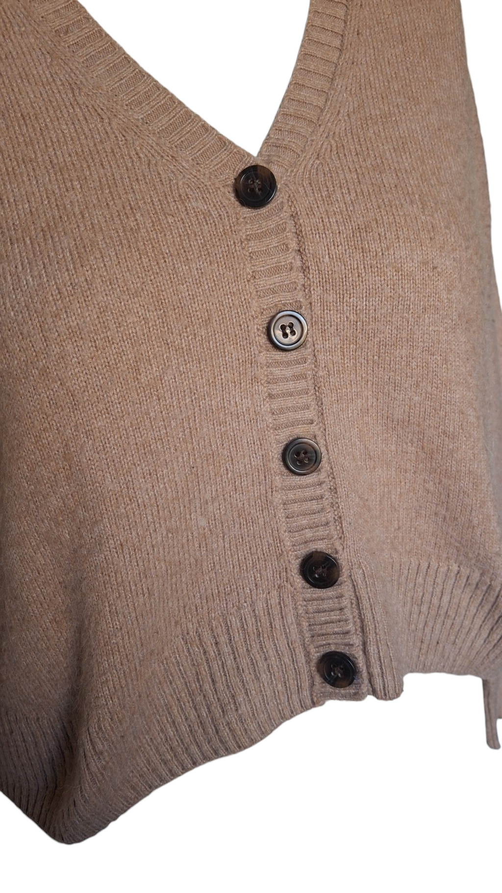 Gilet en maille col V – Taupe mélange - Mango MNG