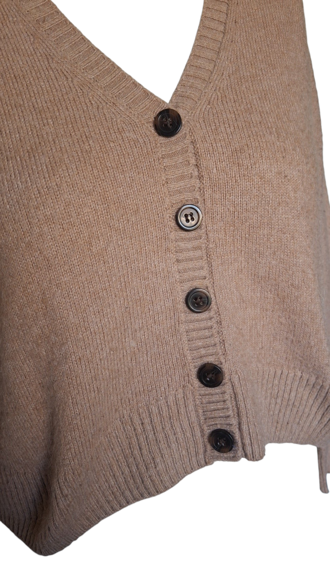 Gilet en maille col V – Taupe mélange - Mango MNG