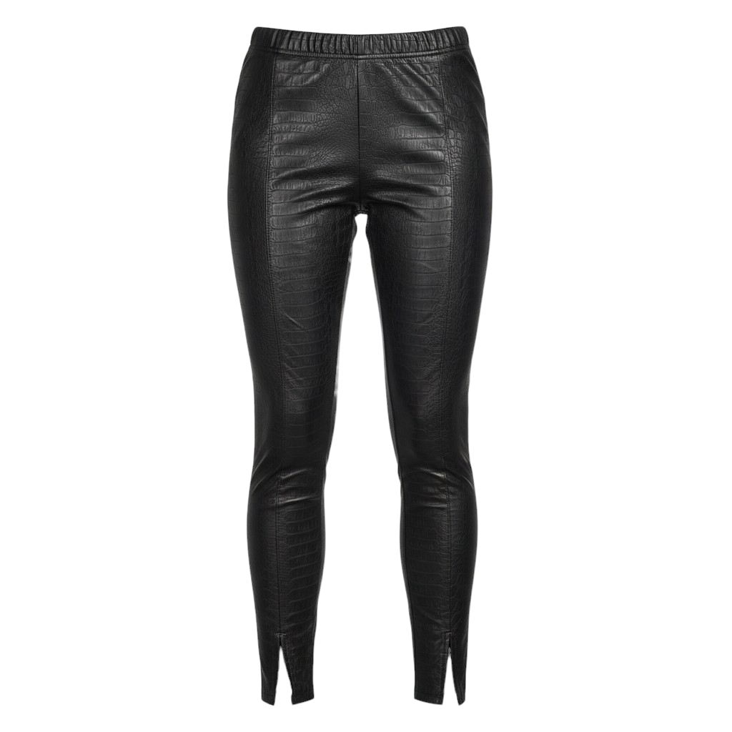 Pantalon effet croco noir – Taille haute & Fentes chevilles - Eight Paris