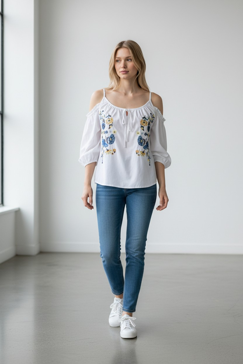 Blouse bohème à broderies florales – Élégance légère - Springfield