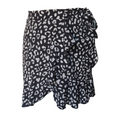 Mini-jupe portefeuille - Motif floral et volants cascade