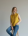 Top sans manches boutonné - jaune safran - Caraco