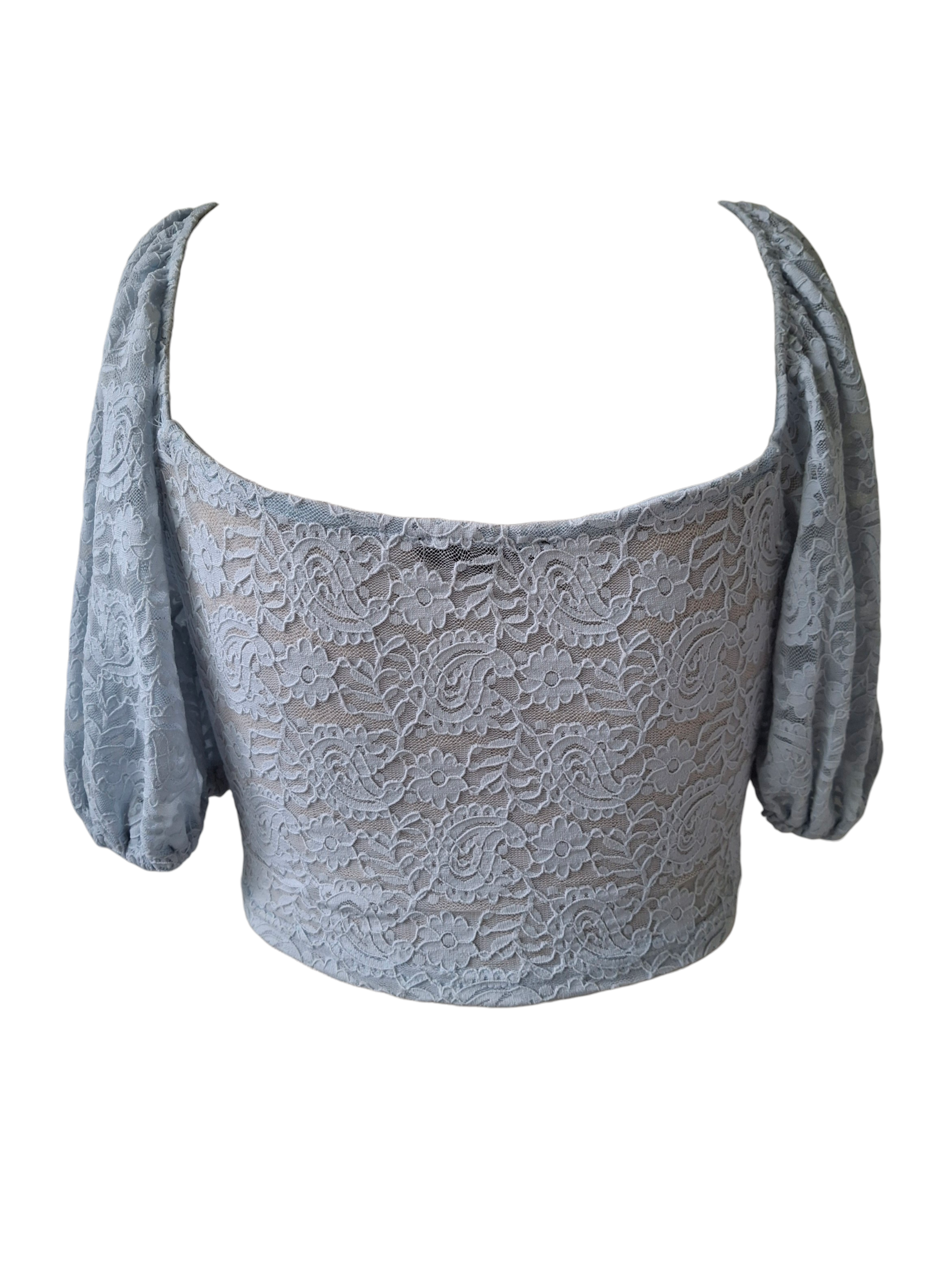 Haut type corset en dentelle à manches bouffantes - Giracco Fashion