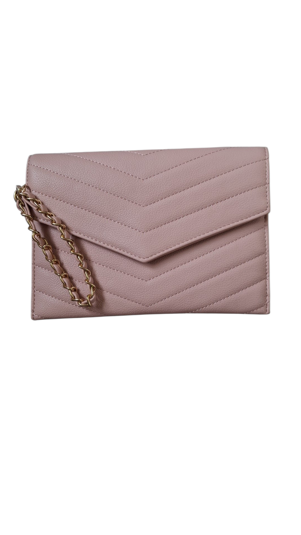 Pochette enveloppe matelassée à dragonne chaîne – Rose Poudré - Abbott Lyon