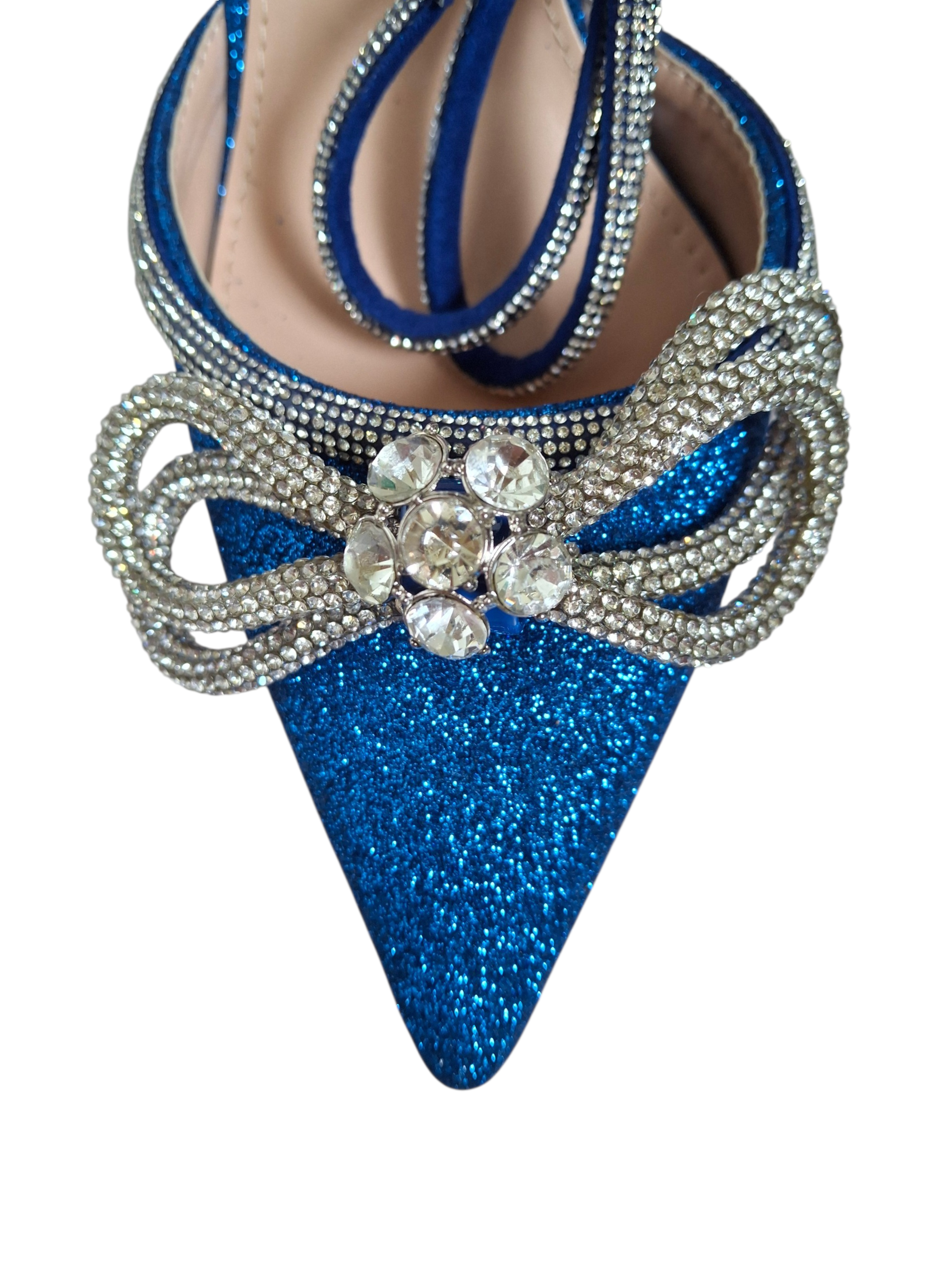 Escarpins à bride bijou – Bleu pailleté - Stephan