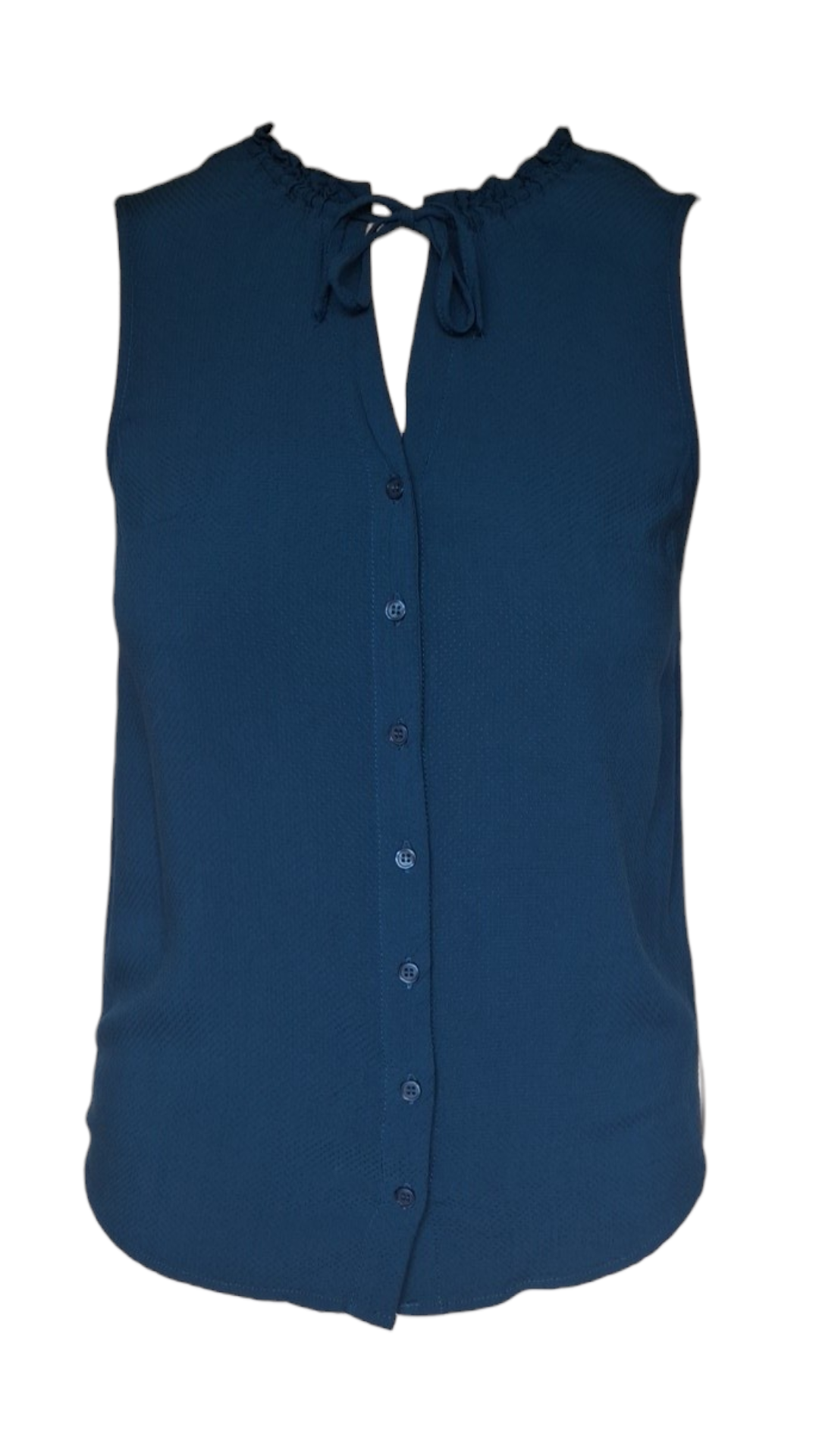 Blouse sans manches à col noué – Bleu pétrole - Kiabi