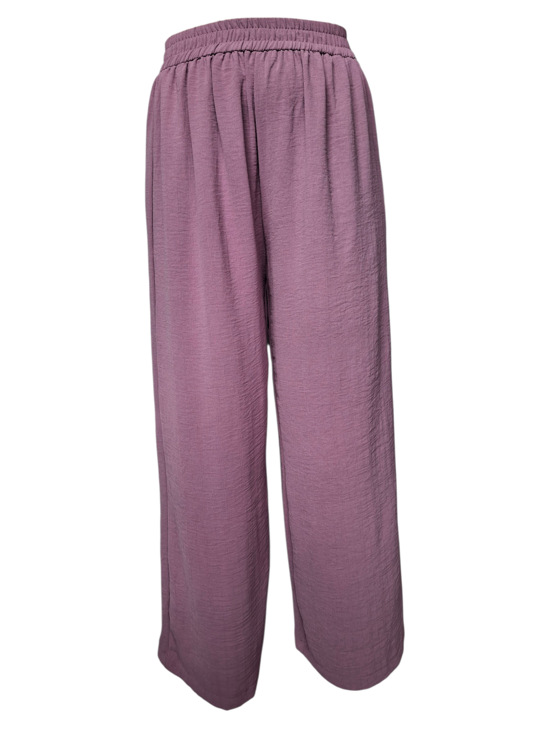 Pantalon large effet mousseline gauffrée – mauve poudré - Dazy