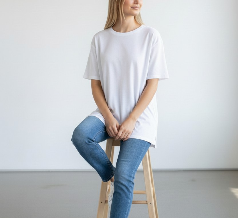 T-shirt long en maille gaufrée – Coupe décontractée - Pull&Bear