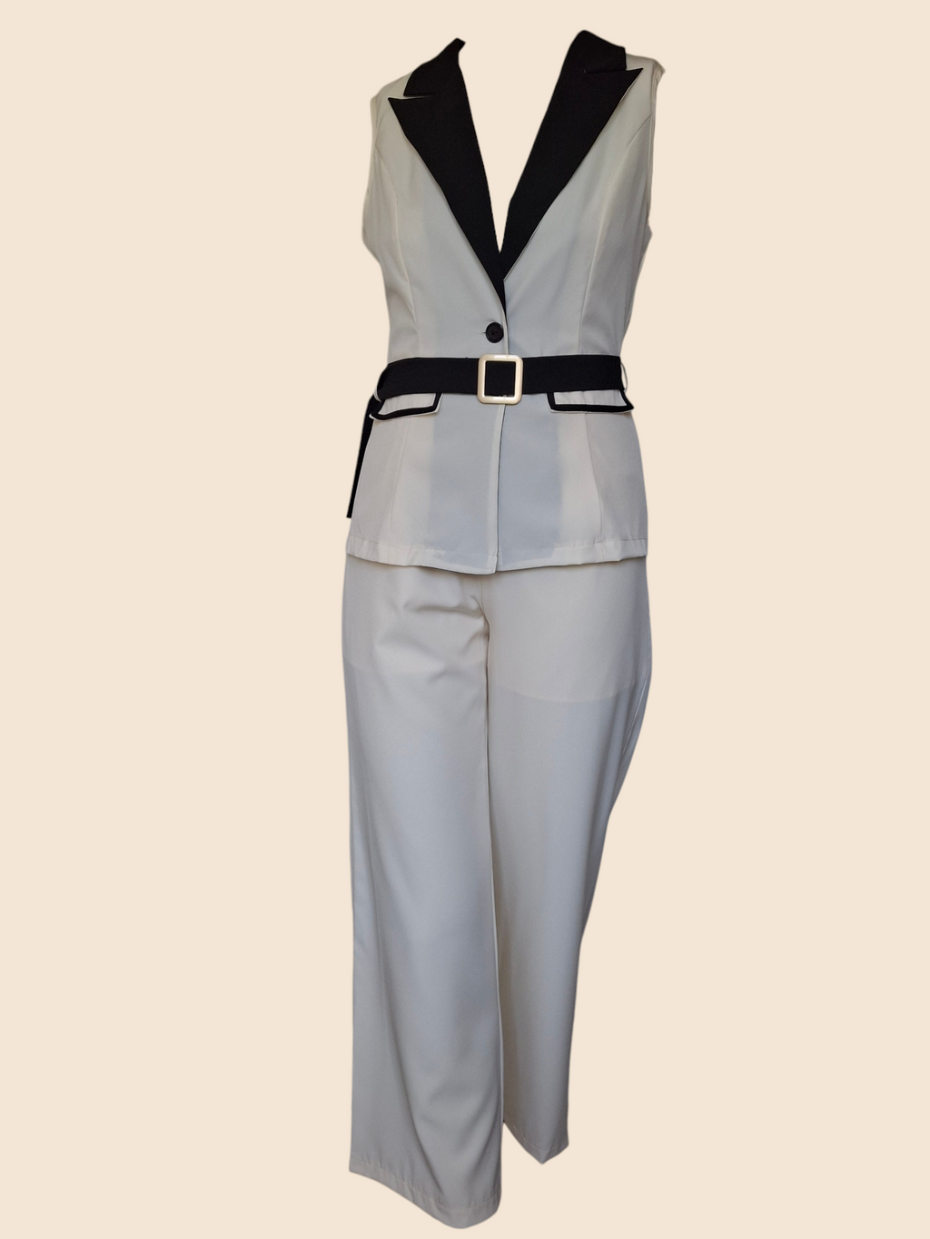 Ensemble tailleur sans manches & Pantalon large – L'élégance structurée