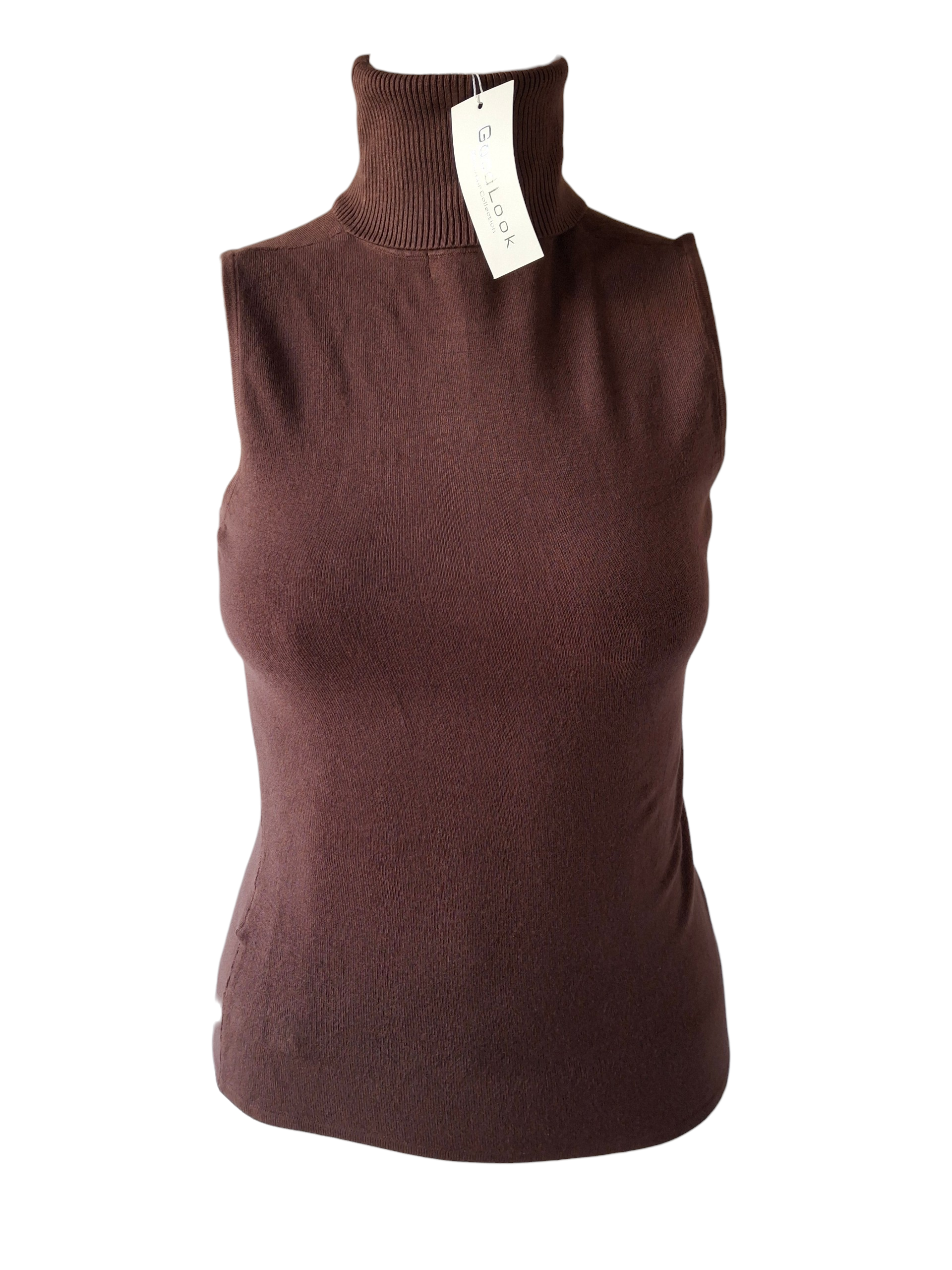 Haut sans manches à col montant – Chocolat intense - New Look