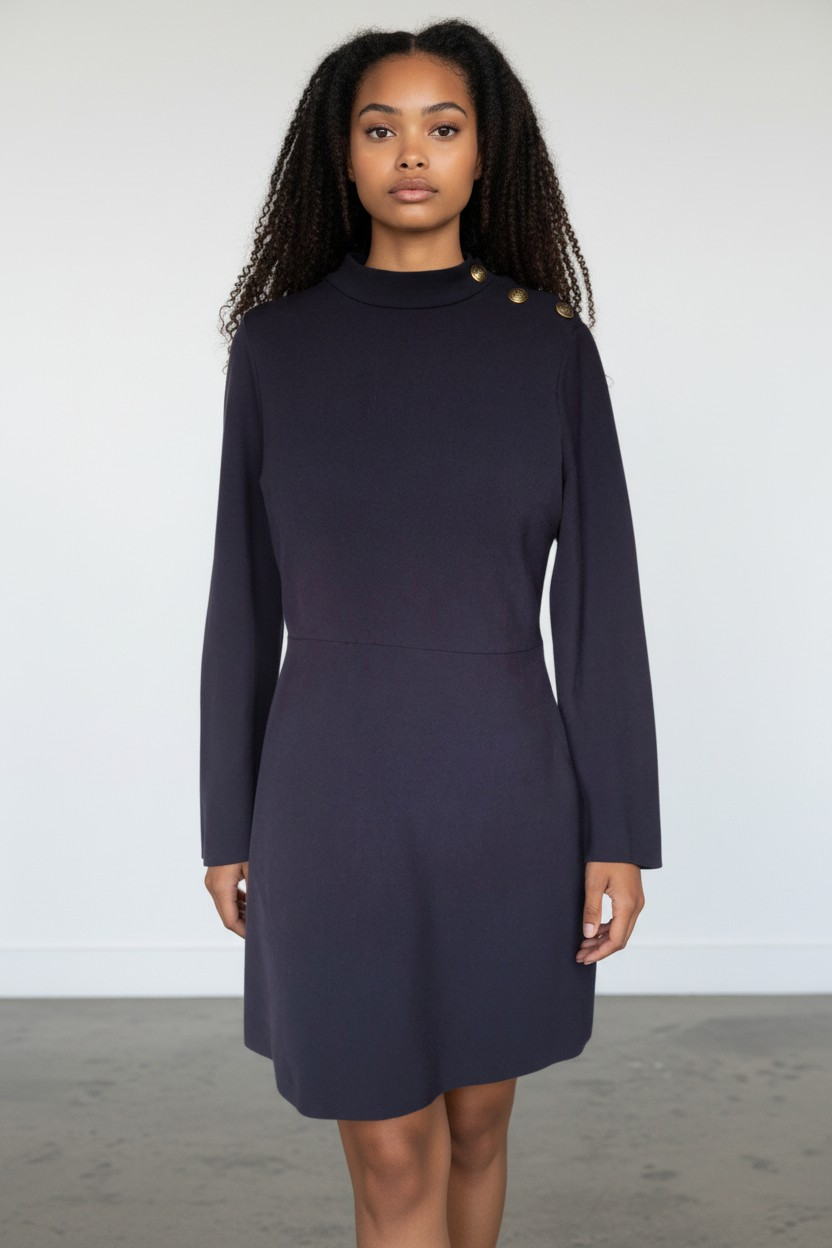 Robe courte structurée à boutons dorés – Élégance marine - Zara
