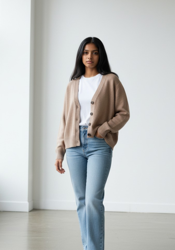 Gilet en maille col V – Taupe mélange - Mango MNG