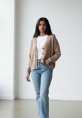 Gilet en maille col V – Taupe mélange - Mango MNG