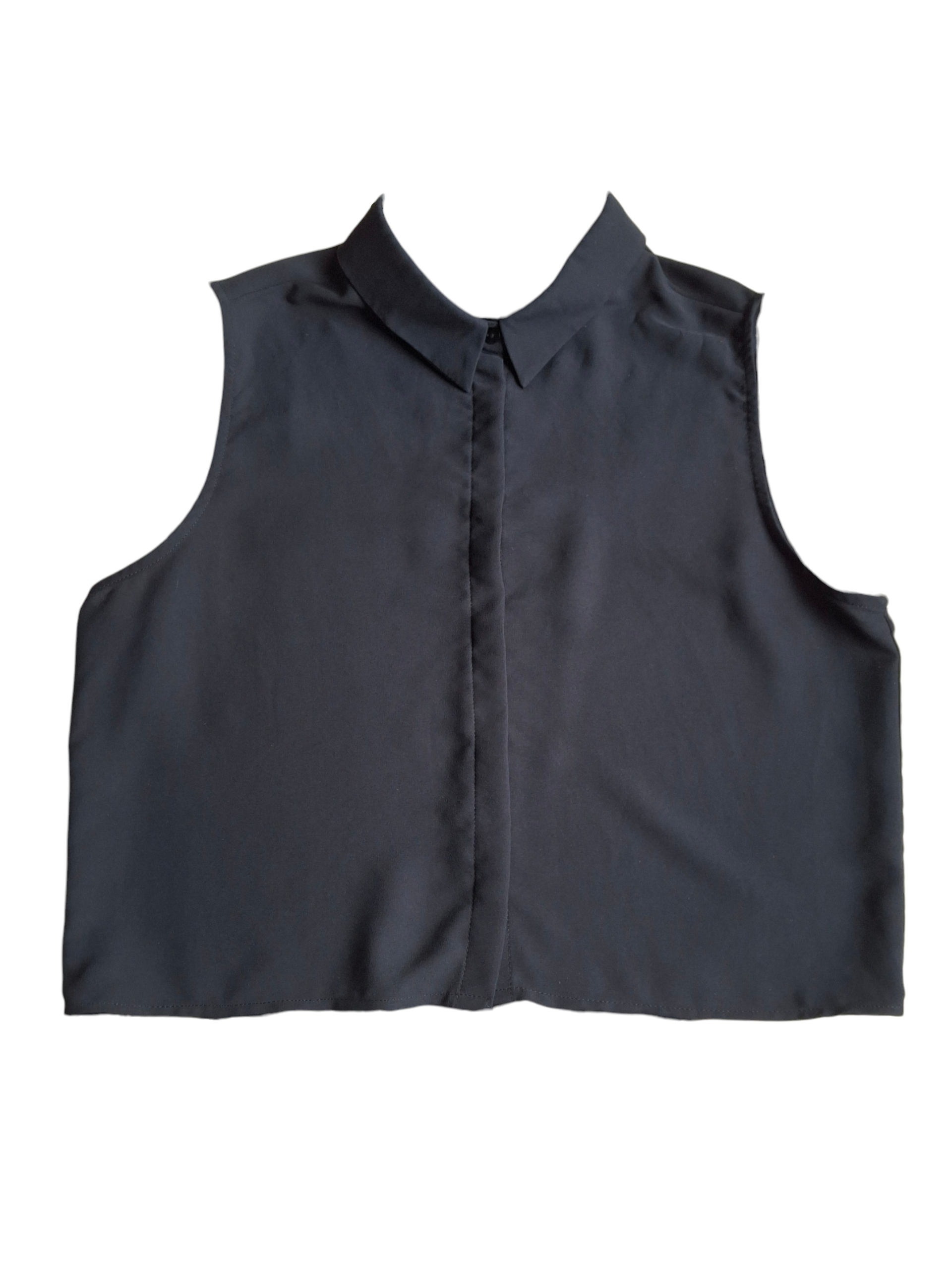 Chemise courte sans manches à col classique - Noir intemporel - New Collection