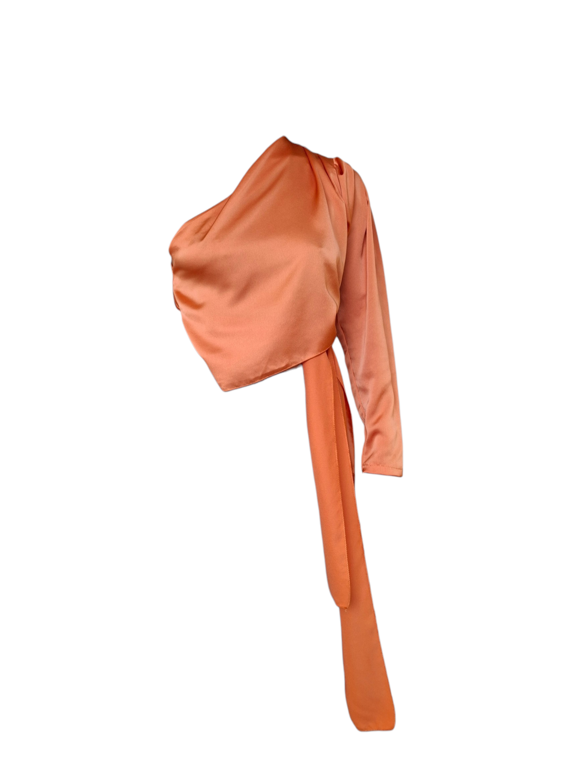 Haut one-shoulder au drapé soyeux – Éclat ambré - My Bel